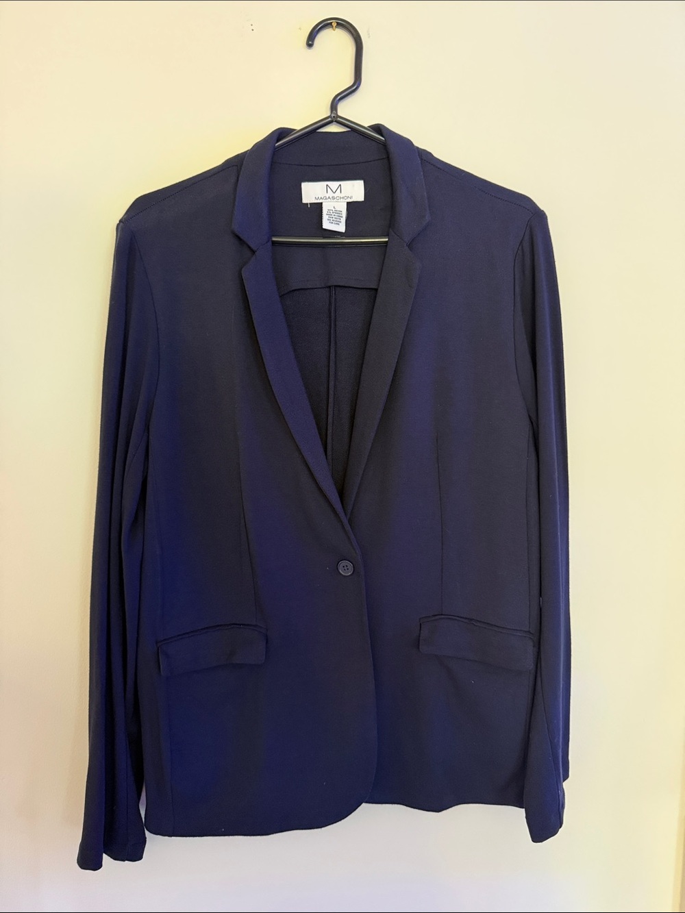 Magaschoni Dark Navy Single-Button Notch Lapel Blazer